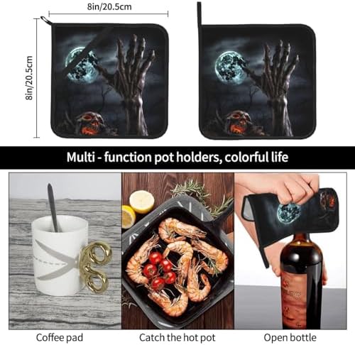 Zombie Hand Dark Halloween Potholder Set