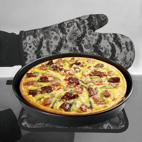 October Spooky Halloween Bats Oven Mitts Pot Holders Set