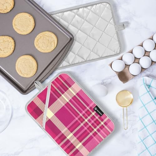 Kcldeci Pink Red Checker 2 Pack Oven Mitts