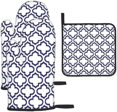 Jinoarob 3-Piece Oven Mitt and Pot Holder Set Heat Resistant Kitchenware