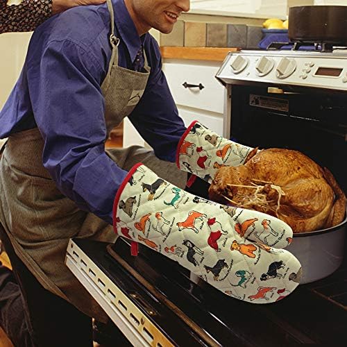 Cotton Oven Mitts Dog Flower Design 1 Pair Heat Resistant