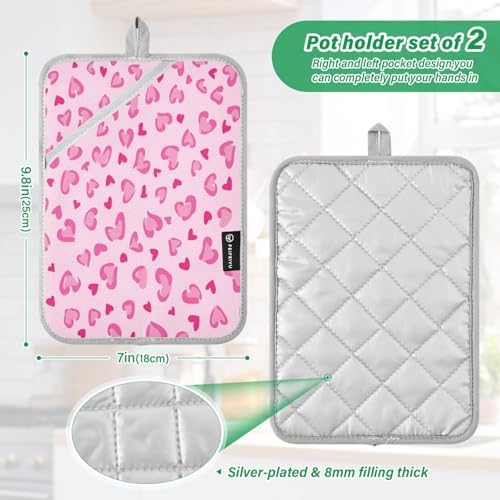 Kcldeci Heat Resistant 2-Pack Oven Mitts Potholders with leopard design