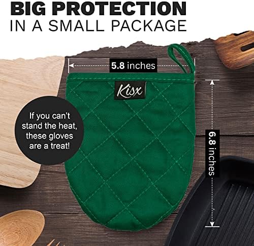 Mini Green Silicone Oven Mitts with Grip Heat Resistant Cooking Gloves Set