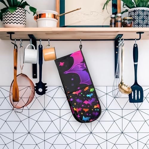 Halloween Colorful Bats Double Oven Mitt