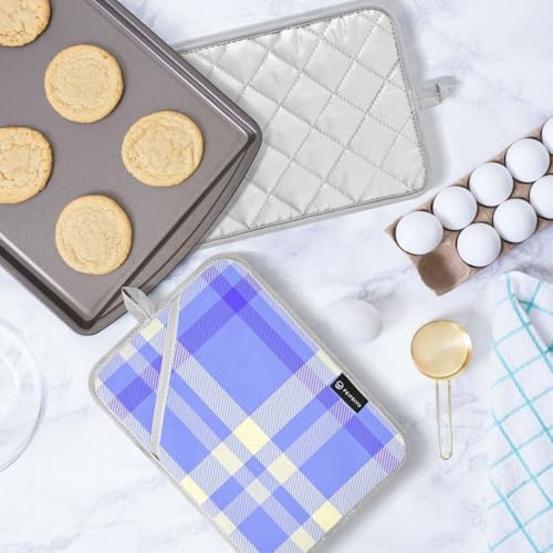 Kcldeci Check-in Blue and Lemon Two-Pack Pot Holder Set