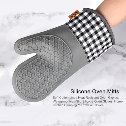 JUFON Oven Mitts Silicone Heat Resistant Kitchen Gloves