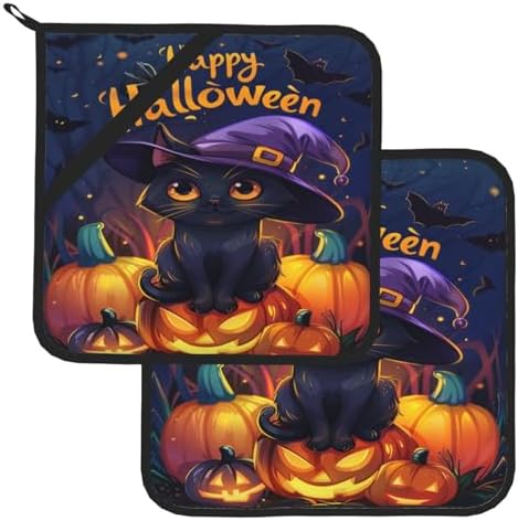 Super Spooky Halloween Cat Potholders