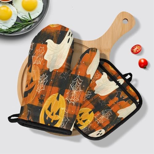 Halloween Fall PPA001 - 4-Piece Oven Mitts Potholders Set