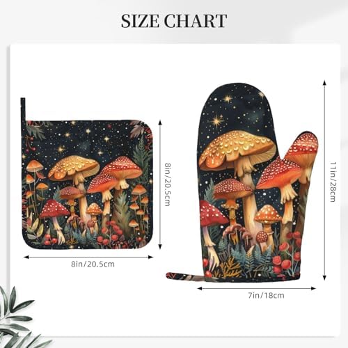 Mushroom Forest Oven Mitts Set of 4