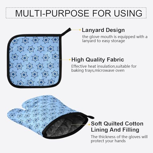 EtherSpher Star of David Oven Mitts and Pot Holder Set