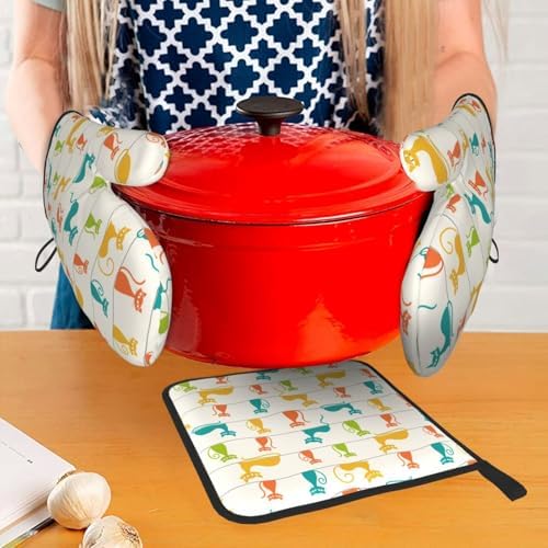 LANAIQO Mid Century Modern Oven Mitts Set 3 Piece 1