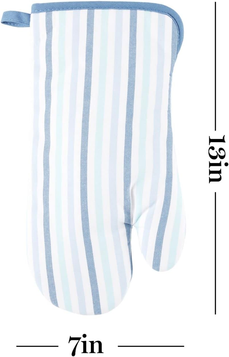 Martha Stewart Daisy Stripe Oven Mitt Set Heat-Resistant Comfortable