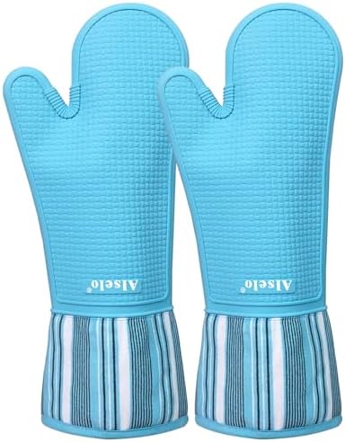 Alselo Oven Mitts Heat Resistant Silicone for 550 Degrees