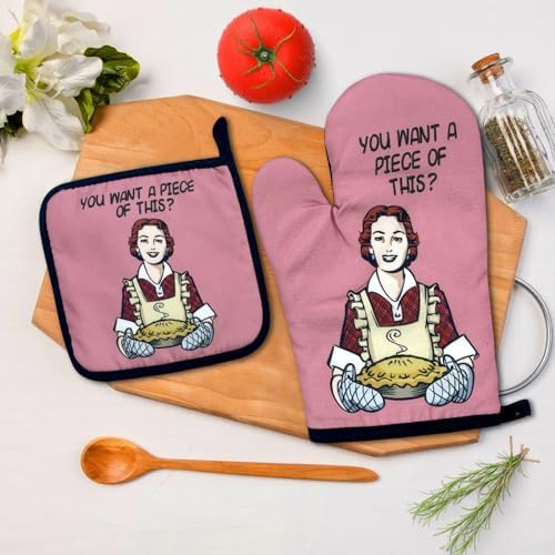 Jxubeuro Funny Oven Mitts Set of 2 with Non-Slip Design