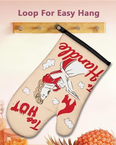 Swooflia Funny Oven Mitts Heat-Resistant Kitchen Gloves for Women