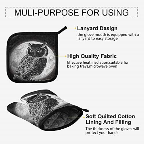 Halloween Animal Owl Potholders Oven Mitts Set
