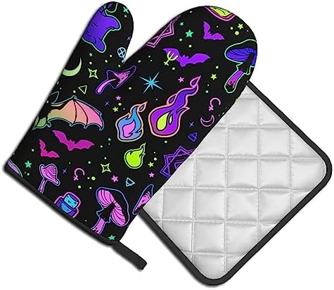Fashionable High-Quality Halloween Goth Witchy Oven Mitts and Potholders