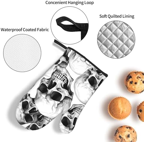 Halloween Skull Oven Mitts Pot Holders for Day of the Dead