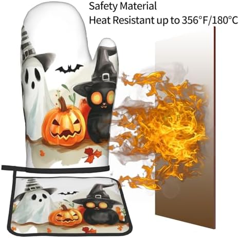 Cute Halloween Ghost Oven Mitts Set