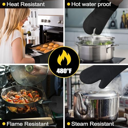Premium Oven Mitts Pot Holders Set for Heat-Resistant Cooking