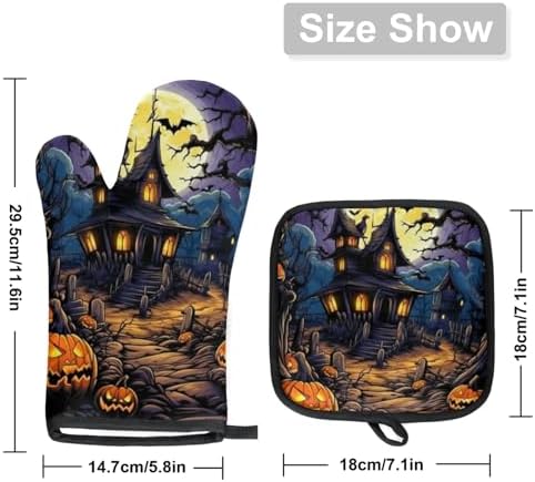 Aglebo Halloween Castle Oven Mitts Set of 2