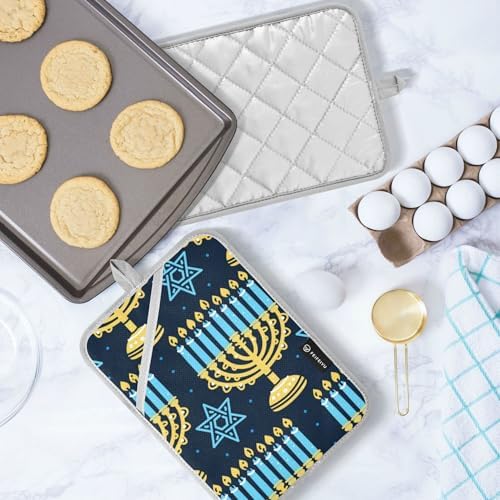 Wudan Happy Hanukkah Candelabra Candles 2 Pack Heat Resistant Potholders for Kitchen