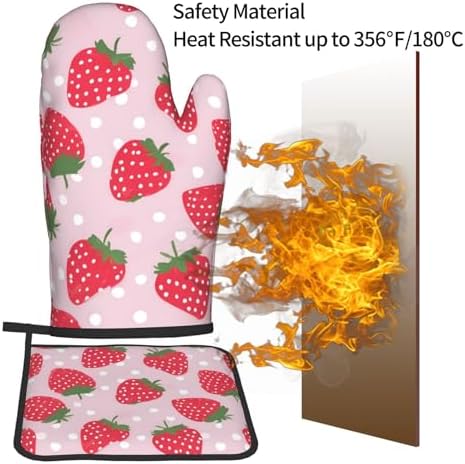 Strawberry Oven Mitts and Pot Holders 2pcs Set