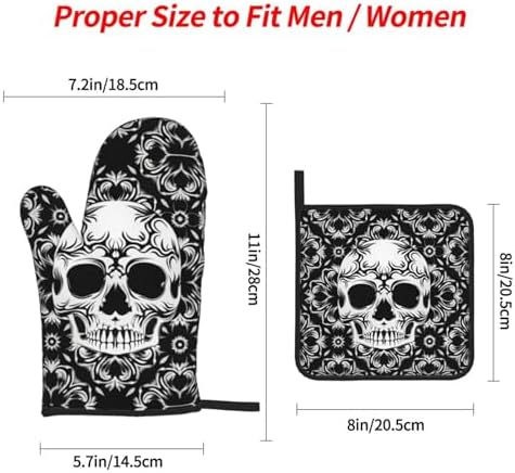 Gothic Skull Halloween Oven Mitts Set of 4 1