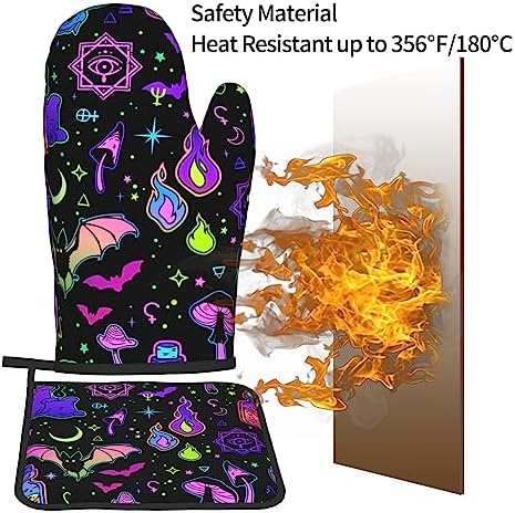 Fashionable High-Quality Halloween Goth Witchy Oven Mitts and Potholders