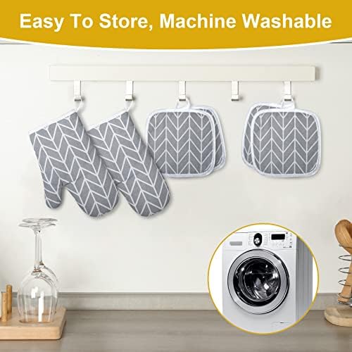AUAUY 6-Piece Oven Mitts Set with Non-Slip Silicone