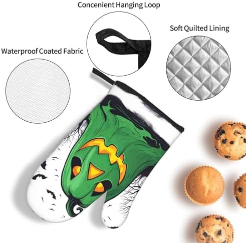 Thermal Oven Mitts for Halloween Heat-Resistant Kitchen Pots Grills