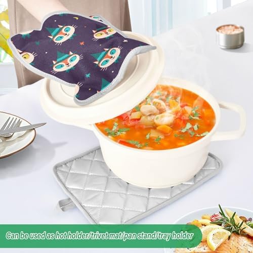 2Pcs Halloween Cute Cat Pot Holder Set