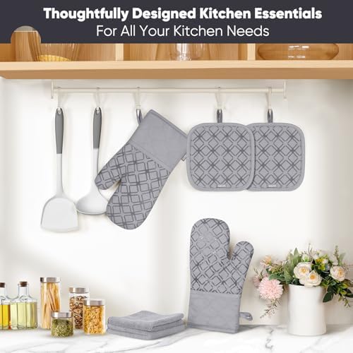6-Piece Oven Mitts Set Heat-Resistant Premium Soft
