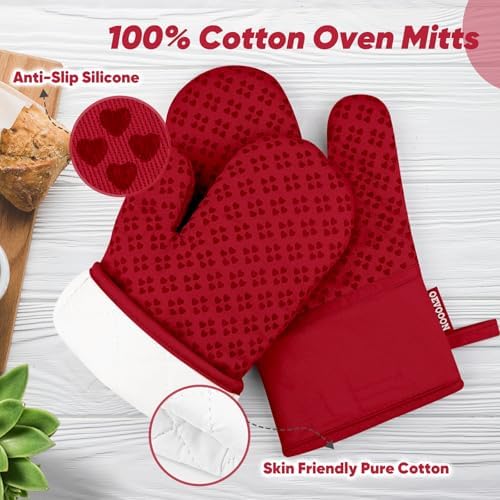 Premium Oven Mitts Set - Heat Resistant Silicone Grip for Cooking Baking