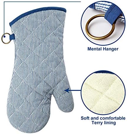 RED LMLDETAHeat-Resistant Oven Mitts Durable 100 Cotton Non-Slip Washable Protector