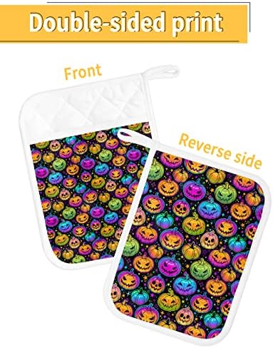 Halloween Rainbow Pumpkins Heat-Resistant Potholders Set of 5