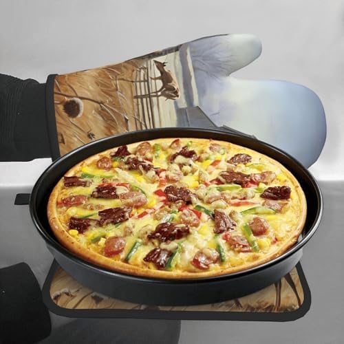 Quopvn Deer Hunting Oven Mitts Pot Holders 2pcs Set