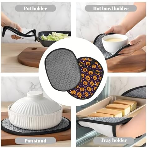 Premium Silicone Pot Holders for Halloween - Heat-Resistant with Loop