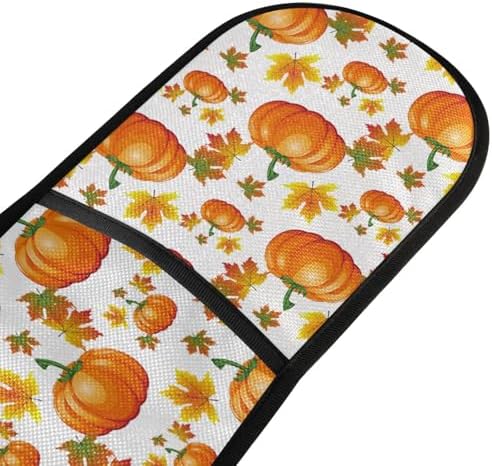 Double Oven Mitts with Halloween Leaves for Kitchen Use