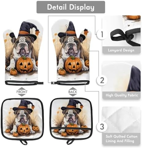 Aglebo Halloween Oven Mitts Pot Holders Set of 2 1