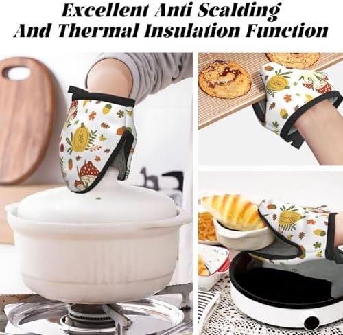 HQFFPOO Set of 2 Mushroom Silicone Oven Mitts Heat Resistant 500F
