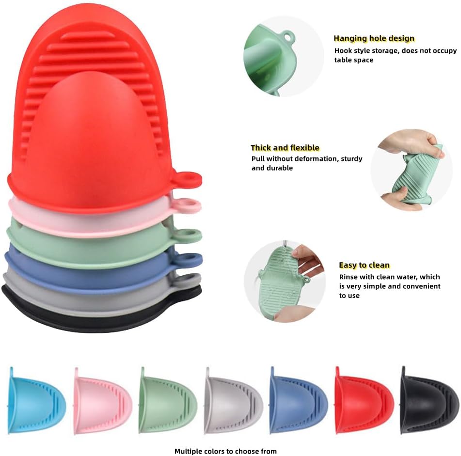 Mini Oven Gloves Silicone Heat Resistant Cooking Pinch Mitts Potholder Blue