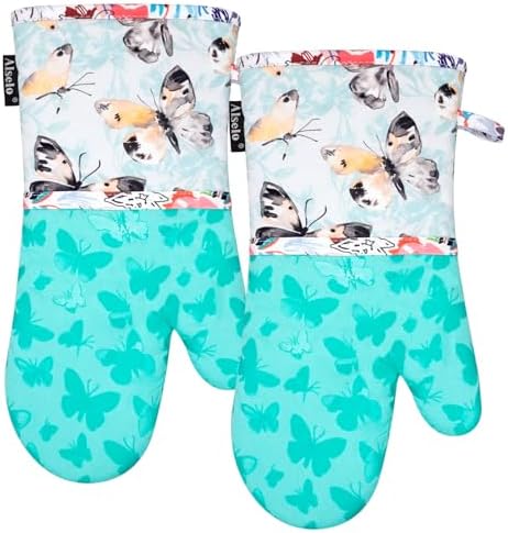 Heat-Resistant Oven Mitts with Anti-Slip Quilted Linings
