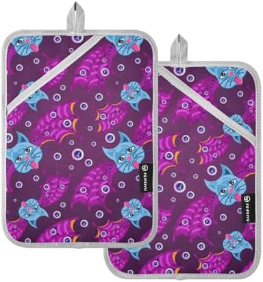 Exclusive Halloween Cat Face Potholders Set for Baking Cooking