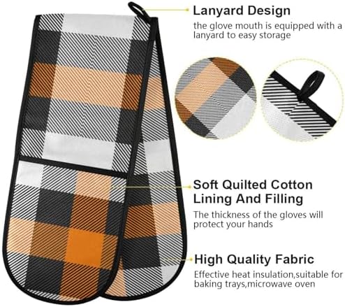 Heat-Resistant Halloween Plaid Oven Mitts