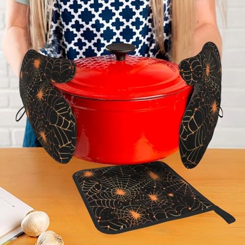 Beubebim Halloween Spider Web Oven Mitts Set of 3