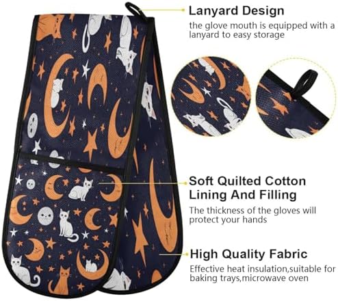 Halloween Cats Moon Star Oven Mitts Heat Resistant Quad P 1699