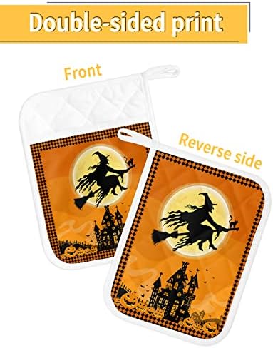 JasmineM Halloween Flying Witch Potholders Set of 5