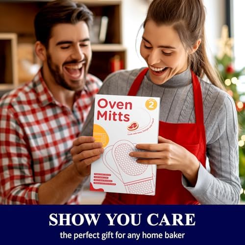 Two-Piece Heat-Resistant Silicone Oven Mitts for Baking Cooking