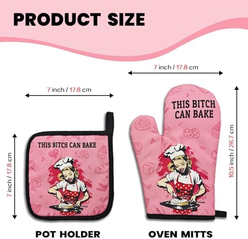 GOSJINN K - Funny Oven Mitts Pot Holders - Unique Kitchen Basket - 2x Set